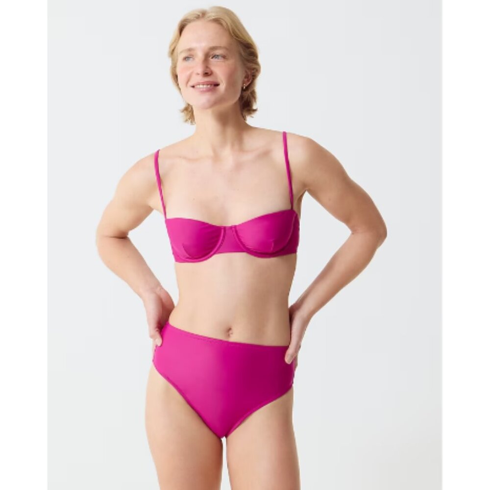 J. Crew High Rise Full Coverage Bikini Bottom Fuscia Pink Size 3X NWT